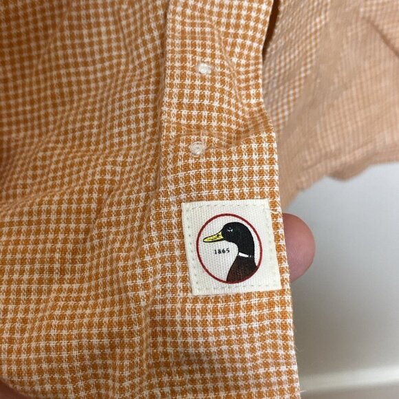 Duck Head Farris Linen Cotton Oxford Orange / Caramel Plaid Medium $108 MSRP #1 - Picture 6 of 9